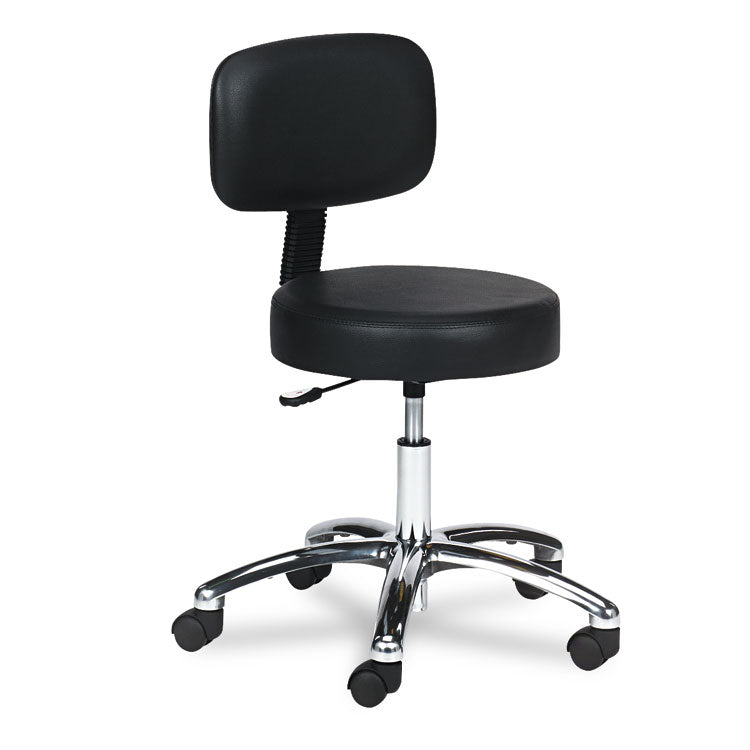Pneumatic Lab Stool With Back, Supports Up To 250 Lb, 30.5" To 35.5" Seat Height, Black Seat/back, Chrome Base