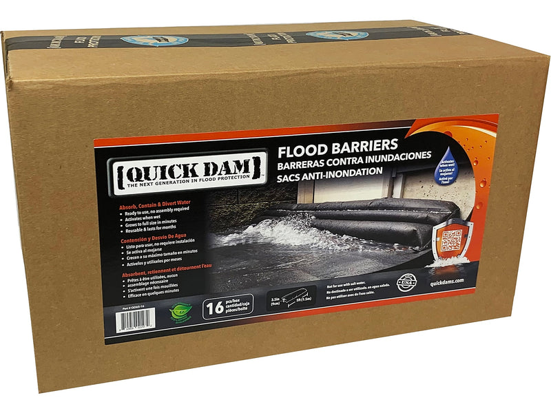 Quick Dam Water Flood Barrier, 60", Up to 4 Gal., 16/Box (QD65-16)