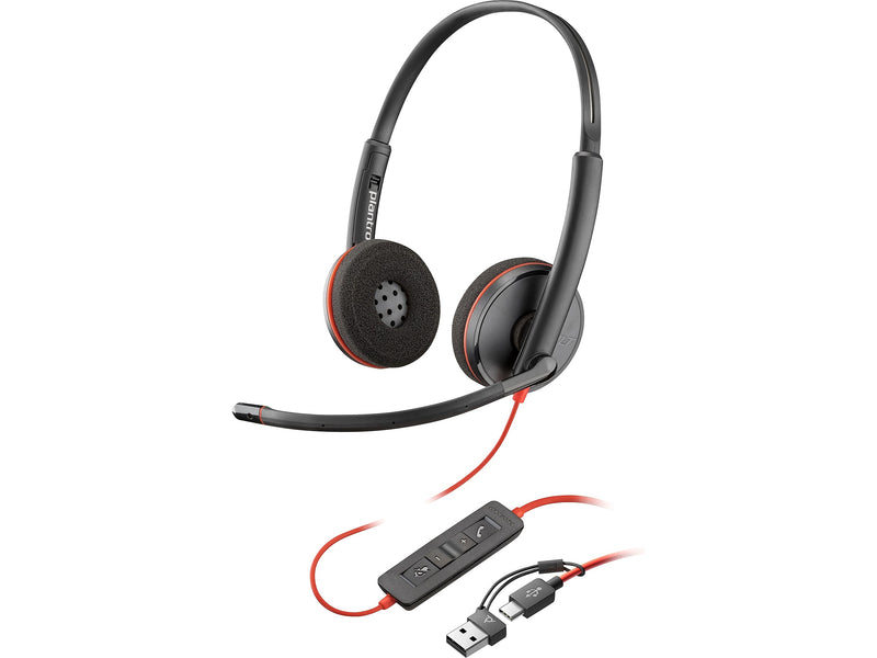 Poly Blackwire 3220 Stereo Headset, USB-C/USB-A, UC Certified (8X228AA)