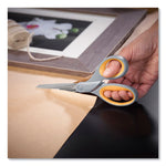 Titanium Bonded Scissors, 8" Long, 3.5" Cut Length, Straight Gray/Yellow Handle, 2/Pack