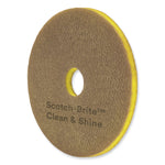 Clean and Shine Pad, 18" Diameter, Brown/Yellow, 5/Carton