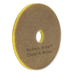 Clean and Shine Pad, 18" Diameter, Brown/Yellow, 5/Carton