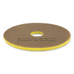 Clean and Shine Pad, 18" Diameter, Brown/Yellow, 5/Carton