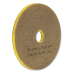Clean and Shine Pad, 16" Diameter, Brown/Yellow, 5/Carton