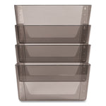 DocuPocket Stackable Four-Pocket Wall File, 4 Sections, Letter Size, 13" x 4", Smoke