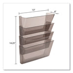 DocuPocket Stackable Four-Pocket Wall File, 4 Sections, Letter Size, 13" x 4", Smoke