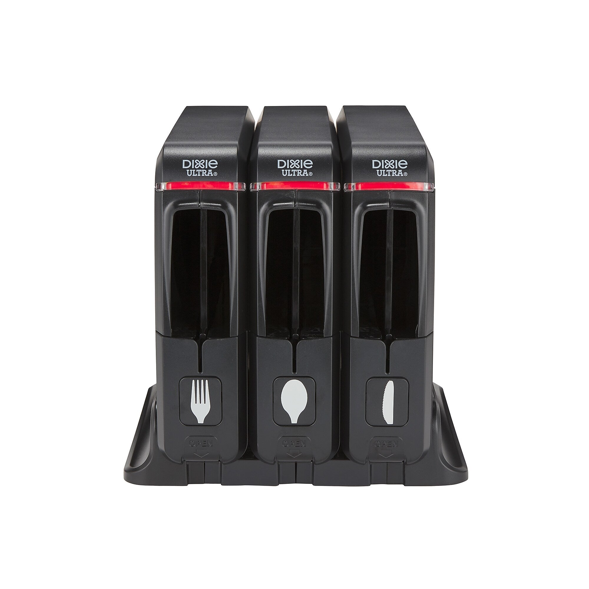 Dixie Ultra Triple Pack SmartStock Series-W Plastic Cutlery Dispenser, Black, 3/Carton (SSW3D85)