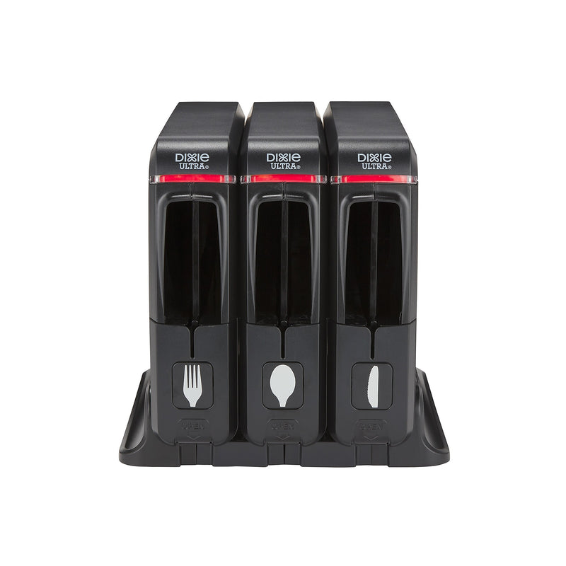 Dixie Ultra Triple Pack SmartStock Series-W Plastic Cutlery Dispenser, Black, 3/Carton (SSW3D85)