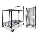 Stowaway Folding Carts, Metal, 2 Shelves, 250 lb Capacity, 35" x 37.25" x 22", Black