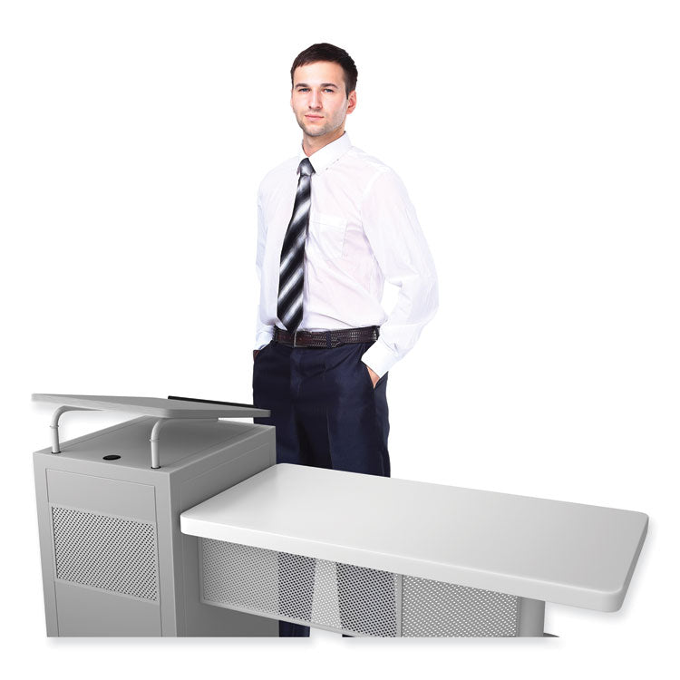 Edupod Teacher's Desk and Lectern Combo, 24" x 68" x 45", Gray Hammer Tone