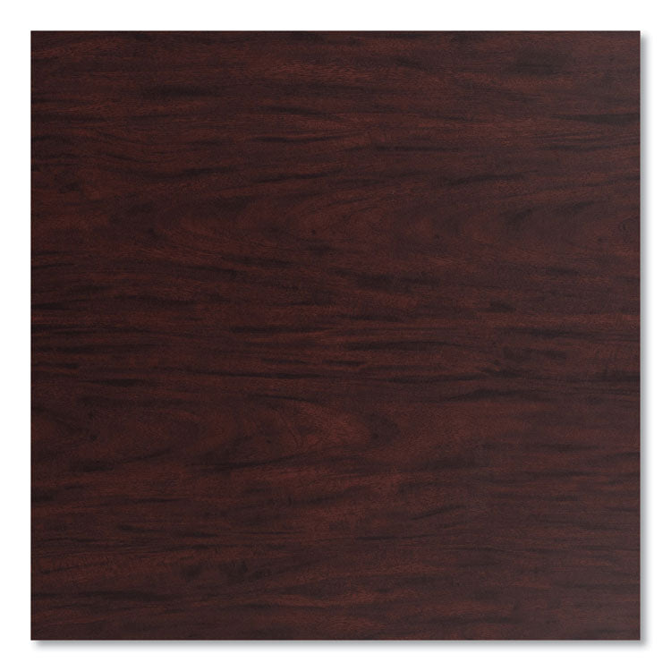 Cafe Table, 36w x 36d x 30h, Square Top/Round Base, Mahogany Top, Gray Base