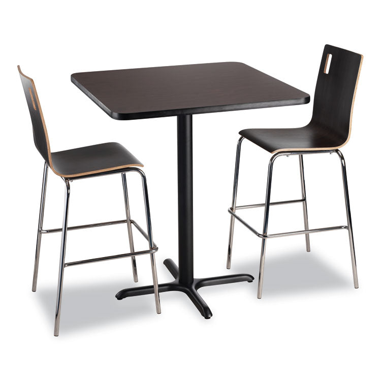 Cafe Table, 36w x 36d x 42h, Square Top/X-Base, Mahogany Top, Black Base