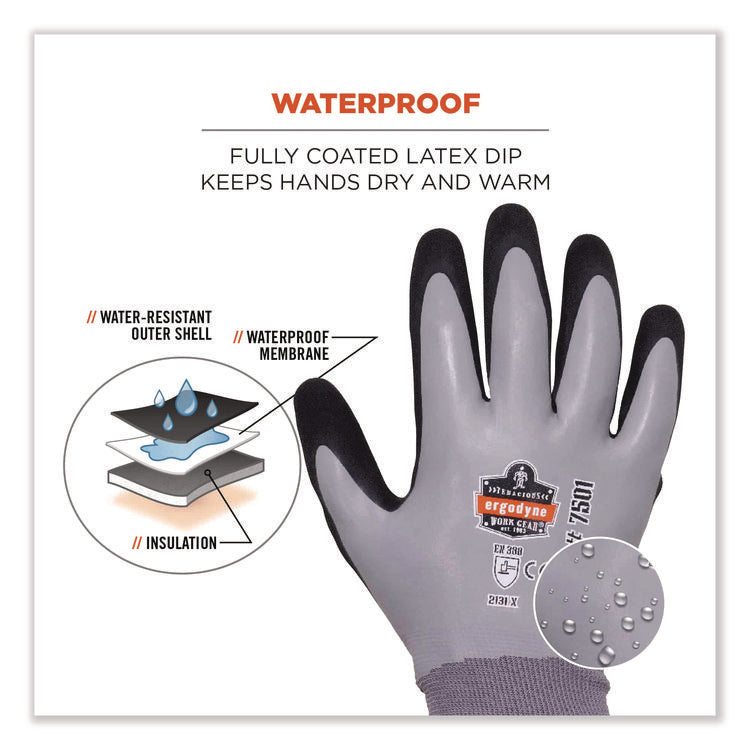 ProFlex 7501 Coated Waterproof Winter Gloves, EN388: 2131X, 11" Long, XX-Large, Gray, Pair