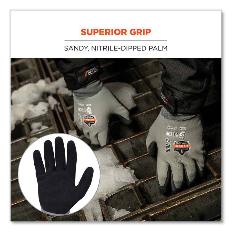 ProFlex 7501 Coated Waterproof Winter Gloves, EN388: 2131X, 10" Long, Small, Gray, Pair