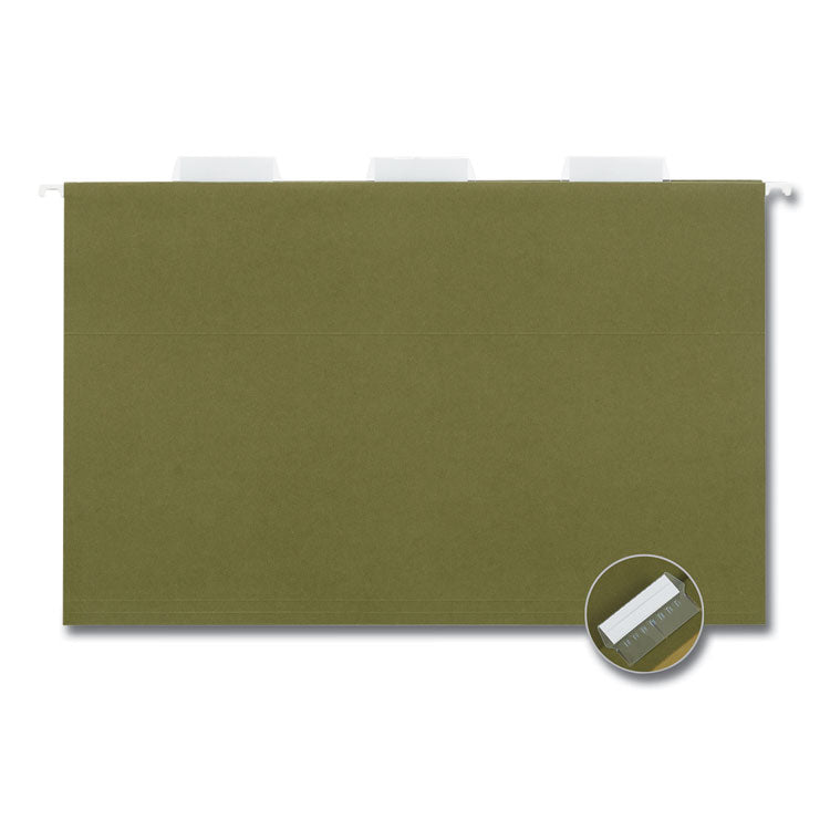Hanging File Folders, Legal Size, 1/5-Cut Tabs, Standard Green, 50/Carton
