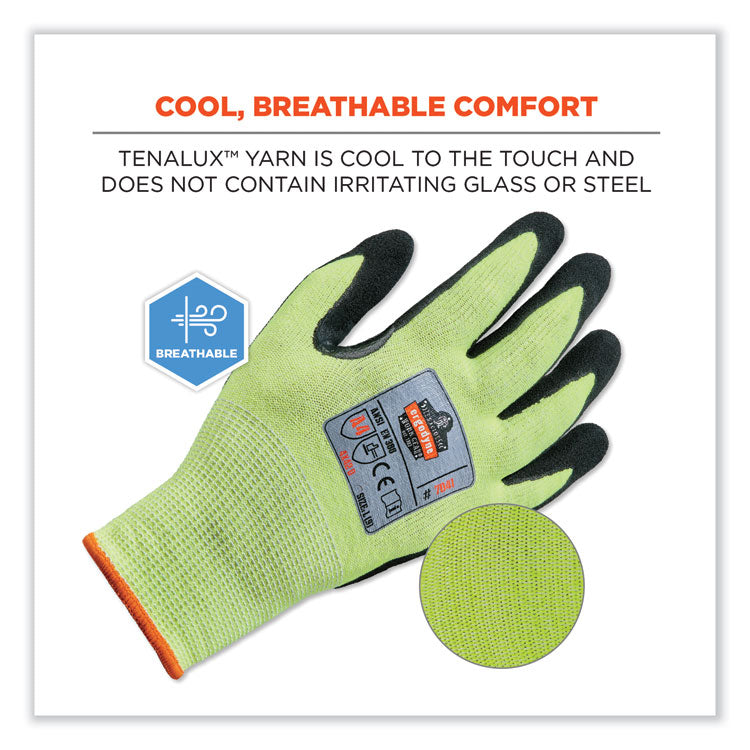 ProFlex 7041-CASE ANSI A4 Nitrile Coated CR Gloves, EN388: 4X42D, 10" Long, Small, Lime, 144 Pairs/Carton