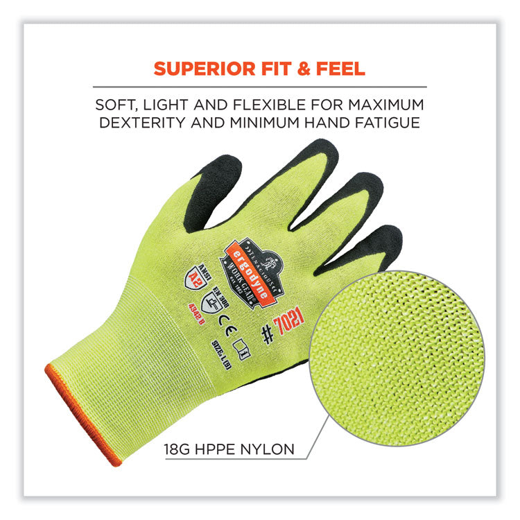 ProFlex 7021-CASE Hi-Vis Nitrile Coated CR Gloves, EN388: 4342B, 9.75" Long, X-Large, Lime, 144 Pairs/Carton