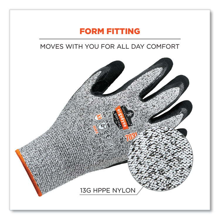 ProFlex 7031 ANSI A3 Nitrile-Coated CR Gloves, EN388: 4X42C, 9.5" Long, Small, Gray, Pair