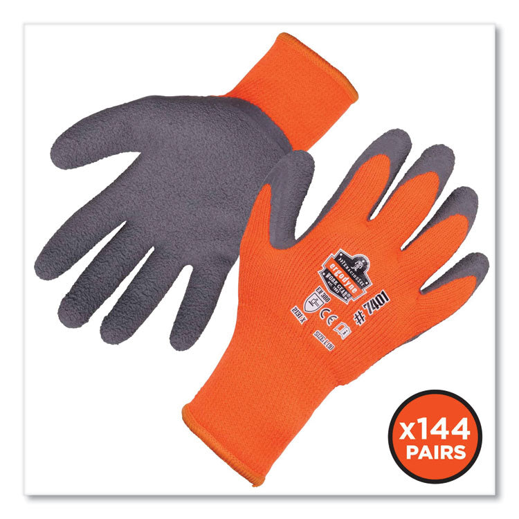 ProFlex 7401-CASE Coated Lightweight Winter Gloves, EN388: 2131X, 11" Long, X-Large, Orange, 144 Pairs/Carton