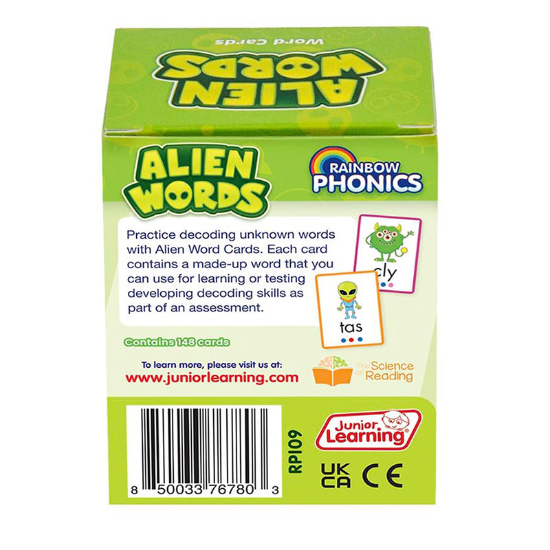 Junior Learning Rainbow Phonics Alien Word Cards, Non-Words, 148/Set (JRLRP109)