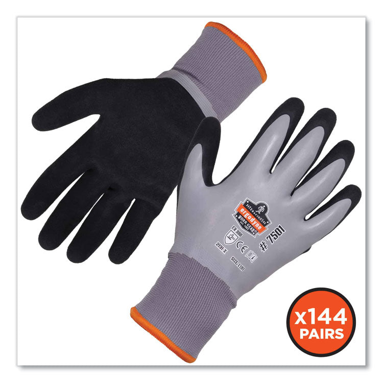 ProFlex 7501-CASE Coated Waterproof Winter Gloves, EN388: 2131X, 10.5" Long, Large, Gray, 144 Pairs/Carton