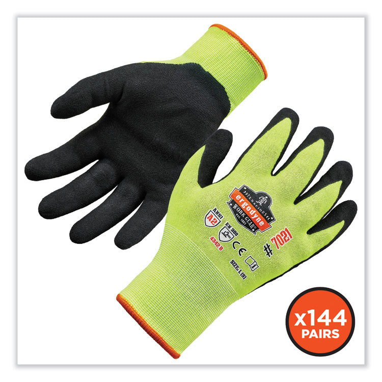 ProFlex 7021-CASE Hi-Vis Nitrile Coated CR Gloves, EN388: 4342B, 8.5" Long, Small, Lime, 144 Pairs/Carton