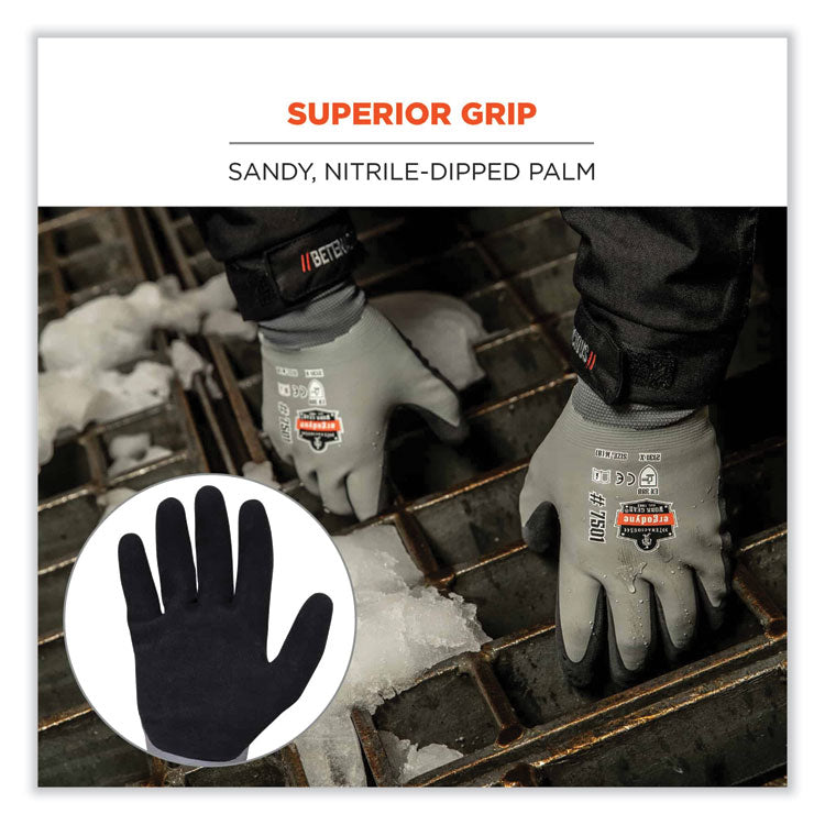 ProFlex 7501-CASE Coated Waterproof Winter Gloves, EN388: 2131X, 10" Long, Small, Gray, 144 Pairs/Carton