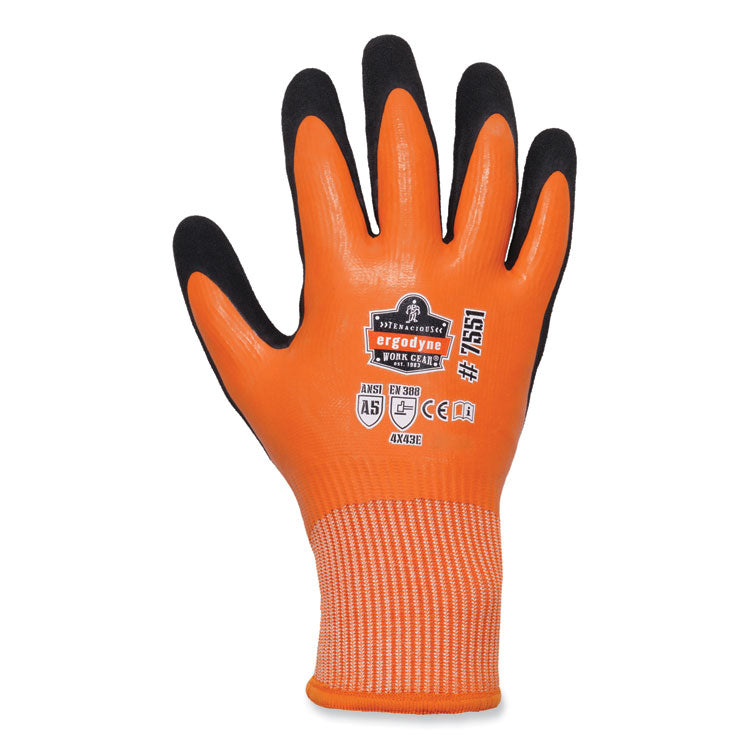 ProFlex 7551 ANSI A5 Coated Waterproof CR Gloves, EN388: 4X43E, 11" Long, X-Large, Orange, Pair