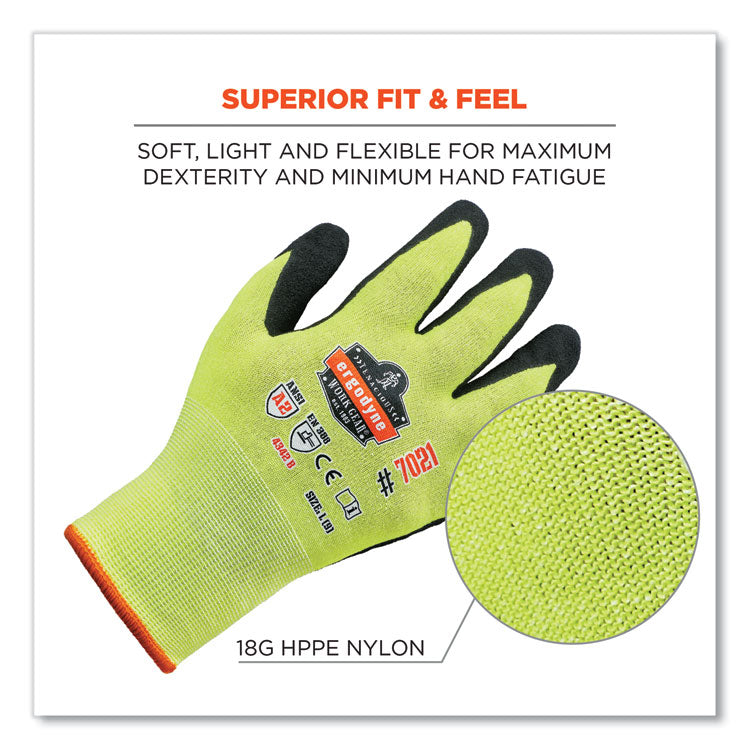 ProFlex 7021-CASE Hi-Vis Nitrile Coated CR Gloves, EN388: 4342B, 8.75" Long, Medium, Lime, 144 Pairs/Carton