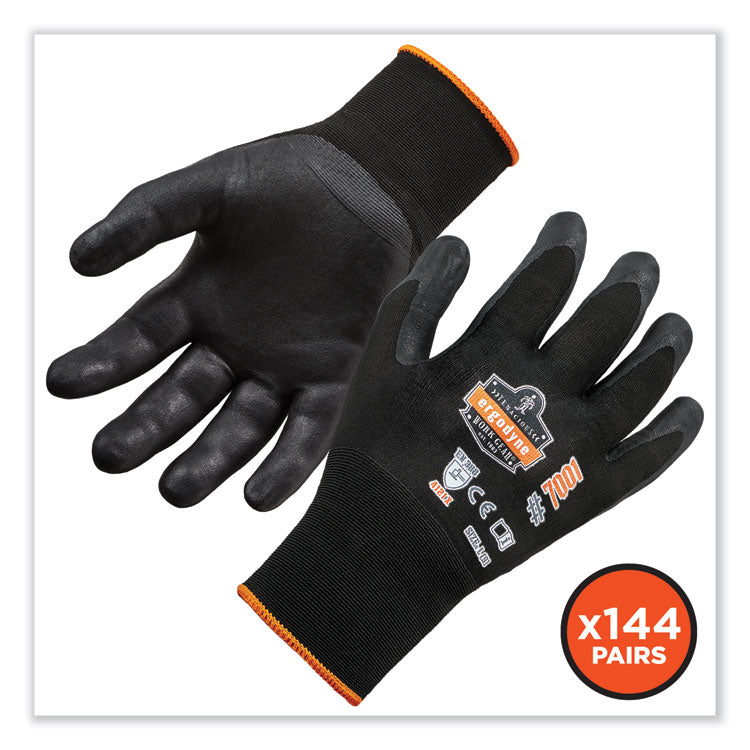 ProFlex 7001-CASE Nitrile Coated Gloves, EN388: 4121X, 8.25" Long, Small, Black, 144 Pairs/Carton