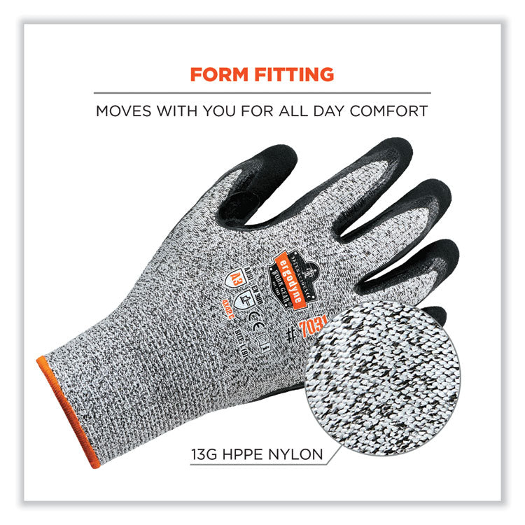 ProFlex 7031-CASE ANSI A3 Nitrile-Coated CR Gloves, EN388: 4X42C, 9.5" Long, Small, Gray, 144 Pairs/Carton