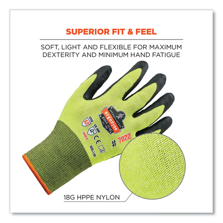 ProFlex 7022 ANSI A2 Coated CR Gloves DSX, EN388: 4342B, 8.75" Long, Medium, Lime, Pair