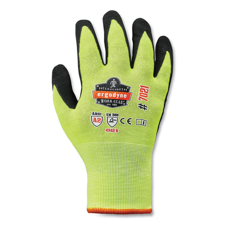 ProFlex 7021 Hi-Vis Nitrile-Coated CR Gloves, EN388: 4342B, 9.75" Long, X-Large, Lime, Pair