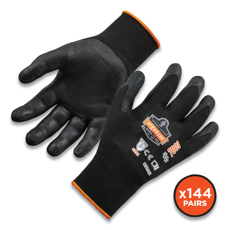 ProFlex 7001-CASE Nitrile Coated Gloves, EN388: 4121X, 8.5" Long, Medium, Black, 144 Pairs/Carton