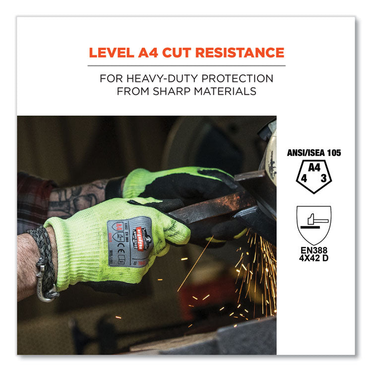 ProFlex 7041-CASE ANSI A4 Nitrile Coated CR Gloves, EN388: 4X42D, 10" Long, Small, Lime, 144 Pairs/Carton