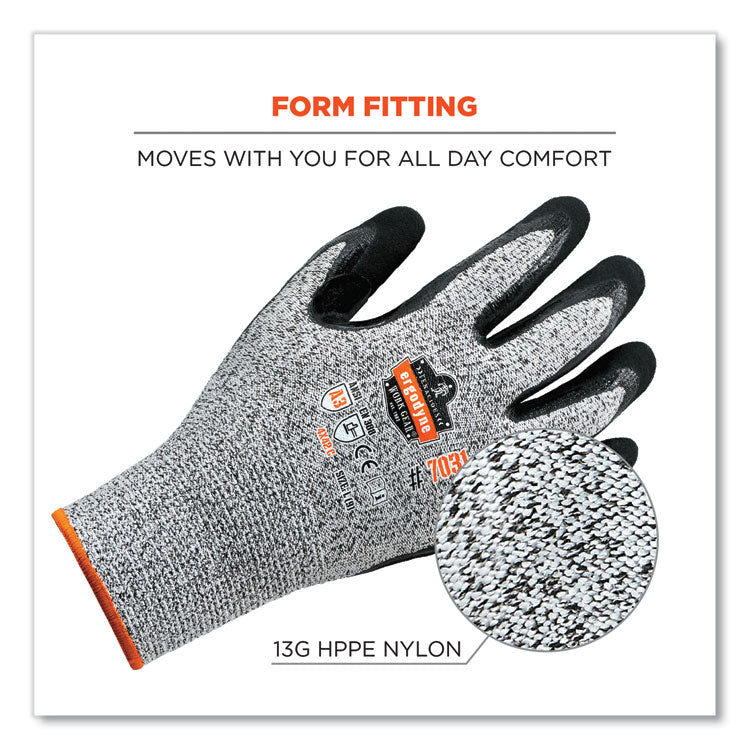 ProFlex 7031-CASE ANSI A3 Nitrile-Coated CR Gloves, EN388: 4X42C, 9.5" Long, Medium, Gray, 144 Pairs/Carton