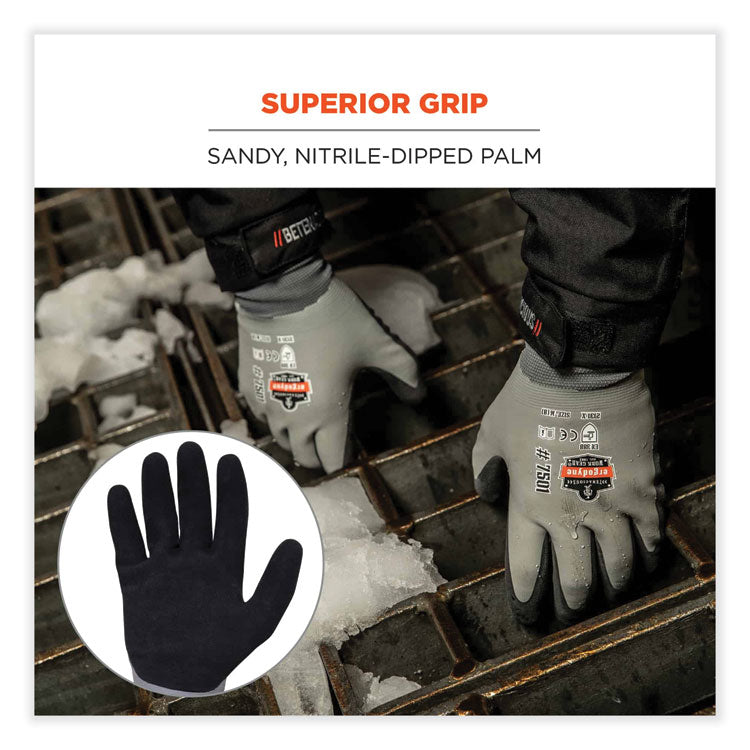 ProFlex 7501-CASE Coated Waterproof Winter Gloves, EN388: 2131X, 10.5" Long, Large, Gray, 144 Pairs/Carton