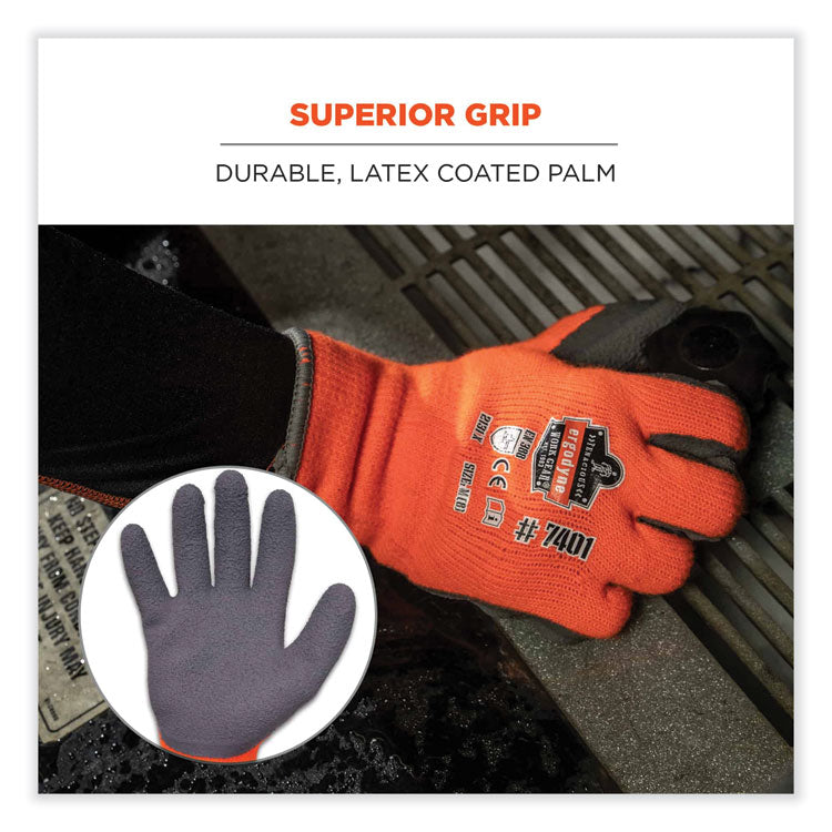 ProFlex 7401-CASE Coated Lightweight Winter Gloves, EN388: 2131X, 10" Long, Medium, Orange, 144 Pairs/Carton