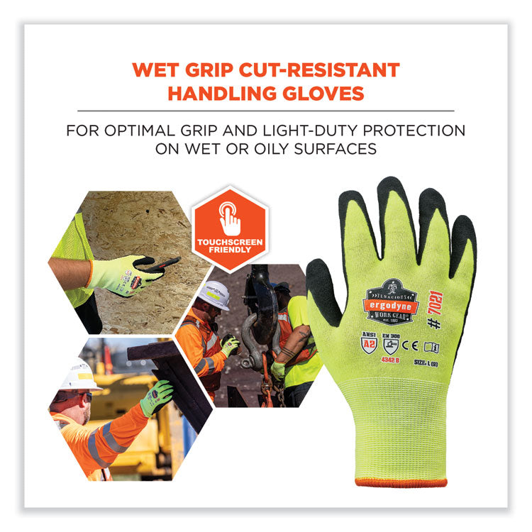 ProFlex 7021-CASE Hi-Vis Nitrile Coated CR Gloves, EN388: 4342B, 8.5" Long, Small, Lime, 144 Pairs/Carton