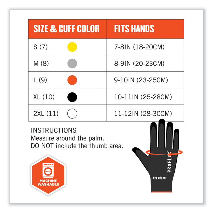 ProFlex 7001 Nitrile-Coated Gloves, EN388: 4121X, 8.25" Long, Small, Black, Pair