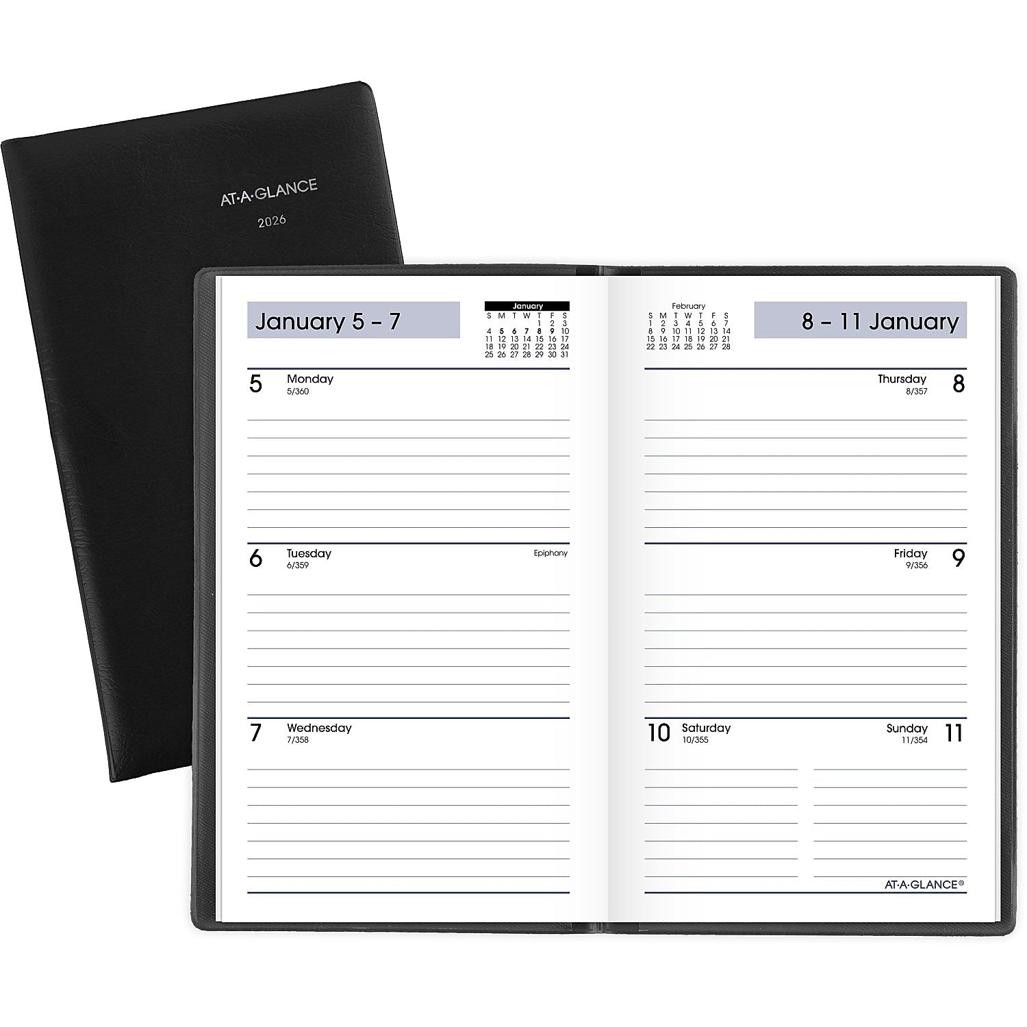 2026 AT-A-GLANCE DayMinder 3.5" x 6" Weekly Planner, Poly Cover, Black (SK48-00-26)