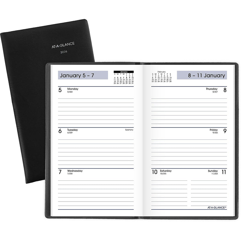 2026 AT-A-GLANCE DayMinder 3.5" x 6" Weekly Planner, Poly Cover, Black (SK48-00-26)