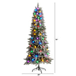 Nearly Natural 6.5-ft Flocked British Columbia Mountain Fir Artificial Christmas Tree in Decorative Planter (T1576)