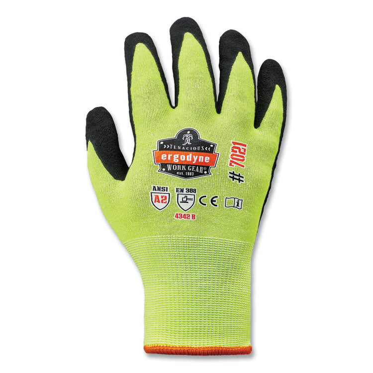 ProFlex 7021-CASE Hi-Vis Nitrile Coated CR Gloves, EN388: 4342B, 10.5" Long, XX-Large, Lime, 144 Pairs/Carton