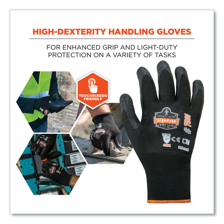 ProFlex 7001-CASE Nitrile Coated Gloves, EN388: 4121X, 8.25" Long, Small, Black, 144 Pairs/Carton