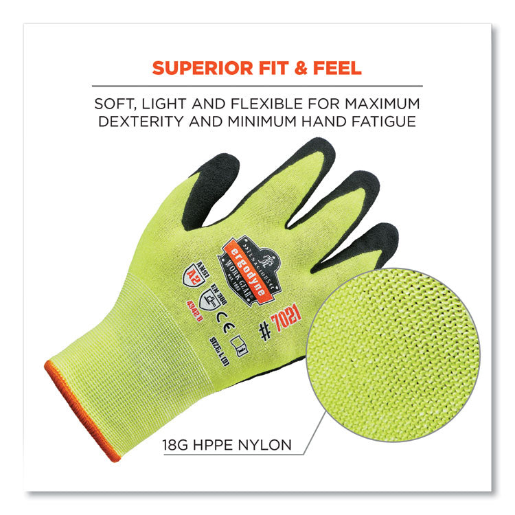 ProFlex 7021-CASE Hi-Vis Nitrile Coated CR Gloves, EN388: 4342B, 8.5" Long, Small, Lime, 144 Pairs/Carton