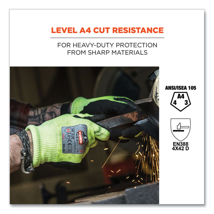 ProFlex 7041 ANSI A4 Nitrile-Coated CR Gloves, EN388: 4X42D, 10" Long, Medium, Lime, Pair