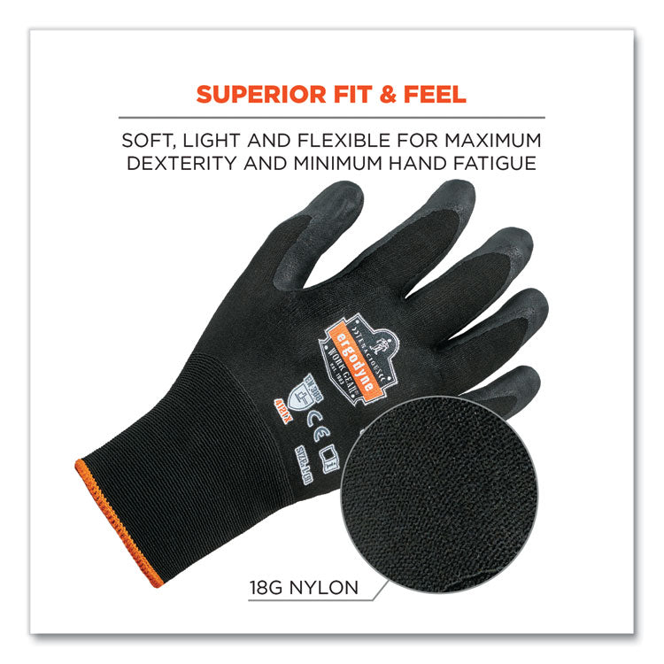 ProFlex 7001-CASE Nitrile Coated Gloves, EN388: 4121X, 8.5" Long, Medium, Black, 144 Pairs/Carton