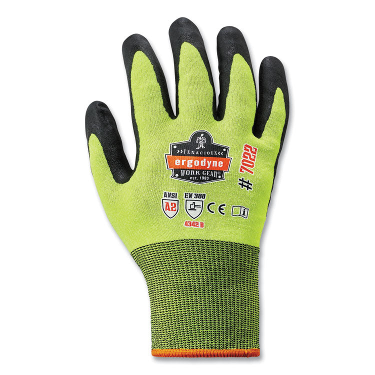 ProFlex 7022 ANSI A2 Coated CR Gloves DSX, EN388: 4342B, 8.75" Long, Medium, Lime, Pair