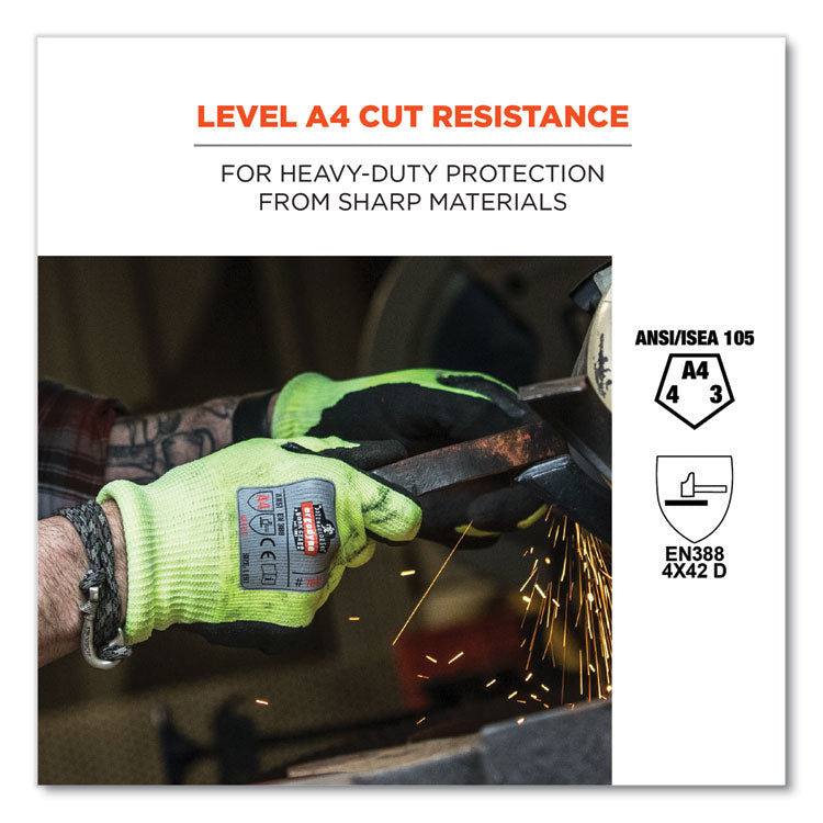 ProFlex 7041-CASE ANSI A4 Nitrile Coated CR Gloves, EN388: 4X42D, 10" Long, Medium, Lime, 144 Pairs/Carton